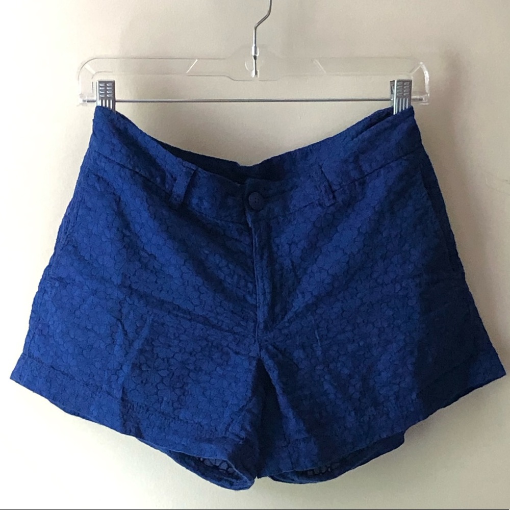 Gap Cobalt Blue Floral Embroidered Shorts